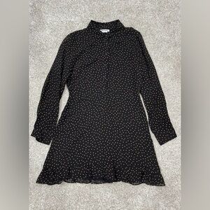 REFORMATION Lady Monti Ruffle Mini Skirt Shirt Dress Monti Black Gold Size - 12